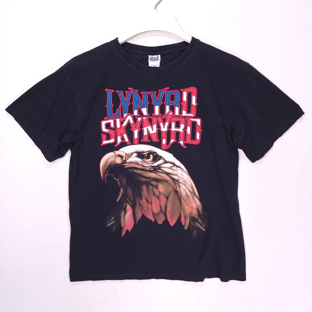 Lynyrd Skynyrd Band Shirt Mens Medium Black Eagle Graphic Tee Anvil 2012